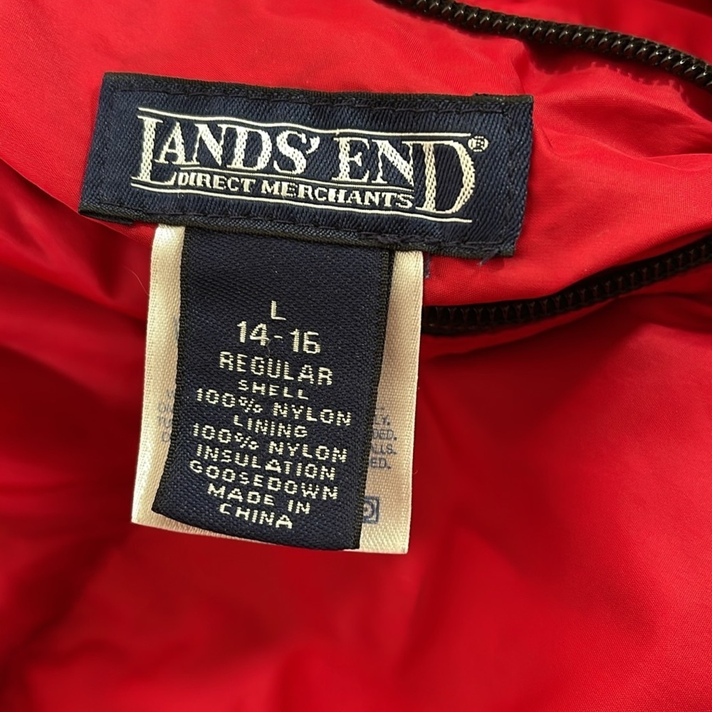 LANDS’ END Goosedown Puffer Coat Jacket Reversible Big Girls Large 14-16 Regular - Picture 12 of 12